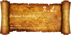 Komsa Lestár névjegykártya